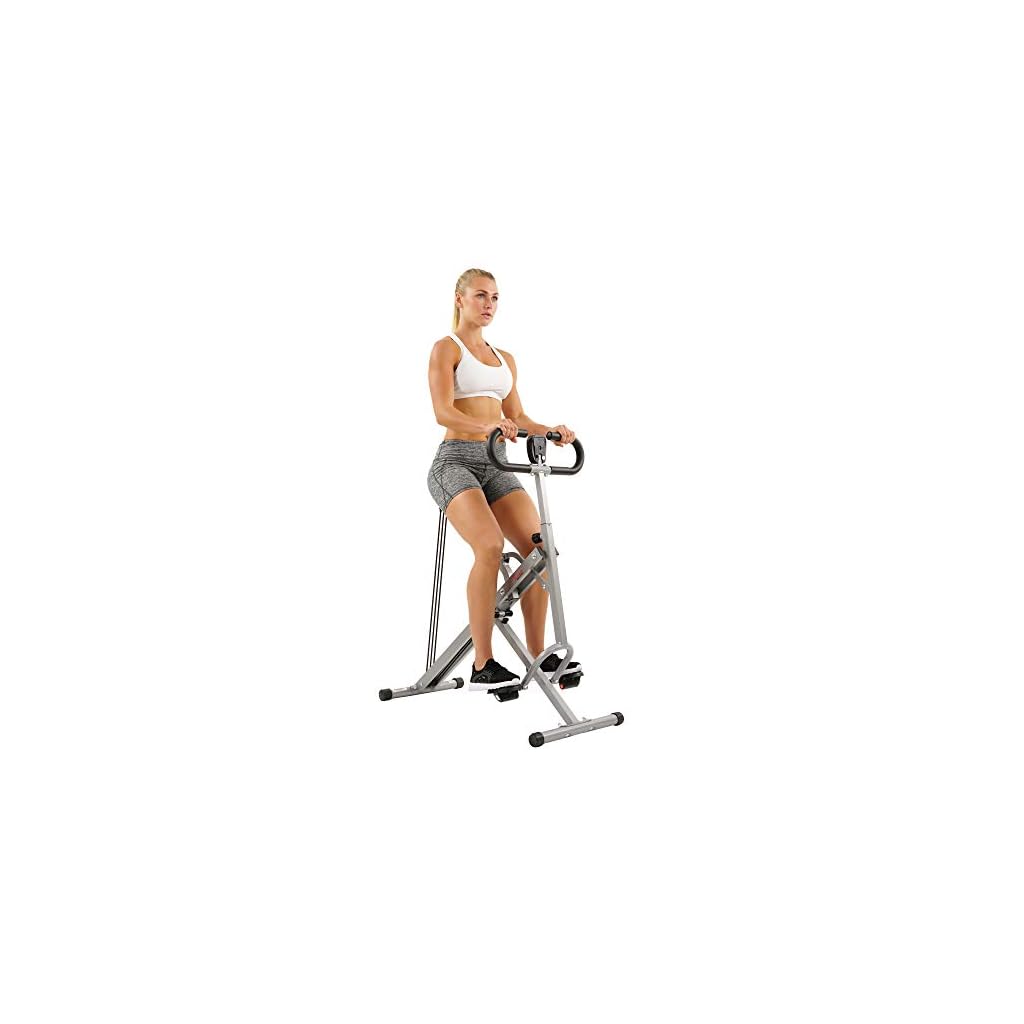 Sunny Health & Fitness Nr. 077 Squat Assist Row-N-Ride kniebuigingen, roei- en fietshhometrainer voor kniebuig- en zittraining inclusief trainingsvideo's, ergometer, hometrainer, fitnessapparaat
