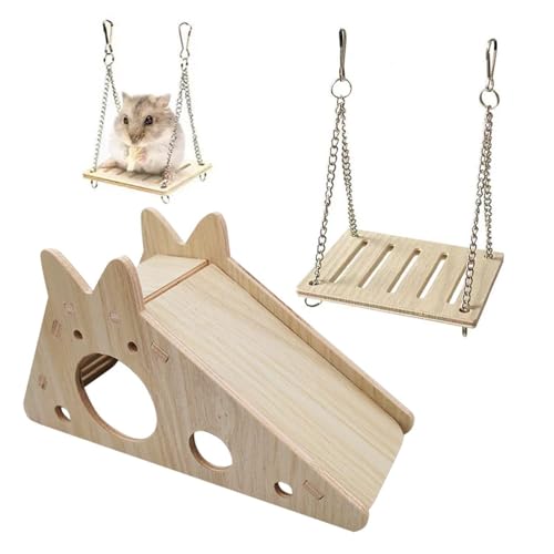 NYGGTYK -Part Hamster House, 1 Pieza Swing De Hámster, Juguete De Hámster con Toboganes, Sueño De Hámster De Madera, Casa De Mascotas Divertida, Hámster -Accesorios