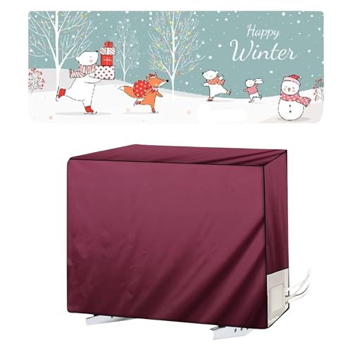Image of Printed Split 1.5 Ton AC Cover Set - Indoor & Outdoor Protection, All Weather Cover /Attractive Digital Prints /Dustproof /Silken water-resistant Split Ac Cover (Happy Winter)