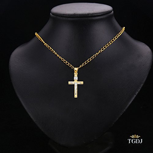 TGDJ 14K Two-Tone Crucifix Pendant – Religious Cross Charm for Necklace – Handcrafted Jewelry for Faith and Style, 31x20mm3