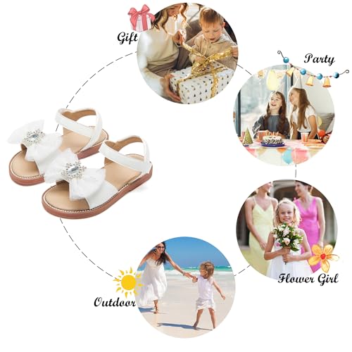 Image of Felix & Flora Toddler Girl Sandals - Little Girl Easter Dress Shoes Lightweight Open Toe Beach Holiday Flats