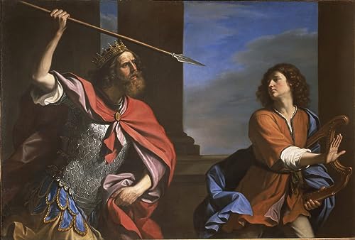 Lienzo de Guercino Saúl atacando a David 60x90cm para una decoración del hogar elegante