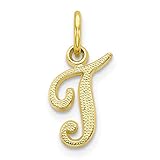 10k Yellow Gold Initial Monogram Name Letter T Pendant Charm Necklace Fine Jewelry For Women Gifts...