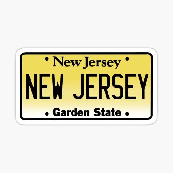 USA All State License Plate Sticker |Vinyl| Decal Wall Laptop Waterbottle Sticker 5"x3" (New Jersey)