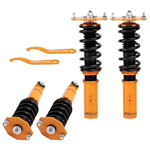 maXpeedingrods Coilovers for Mitsubishi 3000GT 1991-1999 FWD, Height Adjustment Coilover Suspension Kit, Preset Damping Lowering Kit Gold