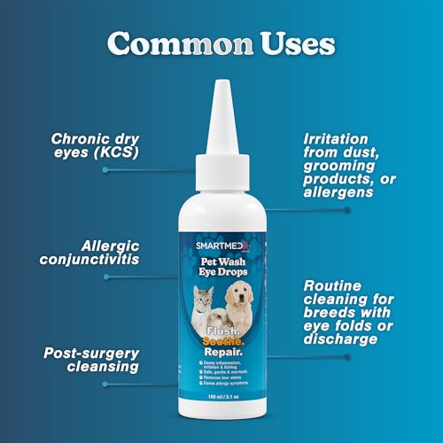 Image of Large Pet Eye Wash 5.1 oz Gentle Eye Irritation Solution for Pets Removes Dirt, Debris & Tear Stains Safe for Daily Use