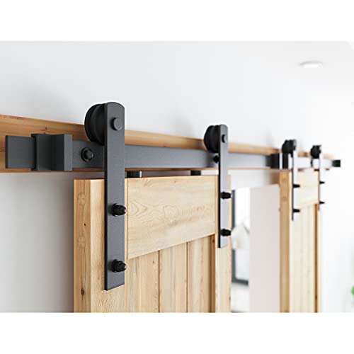 Smartstandard SDH0080ISHAPE02BK 8 Ft Double Barn Door Hardware Kit thumb #4