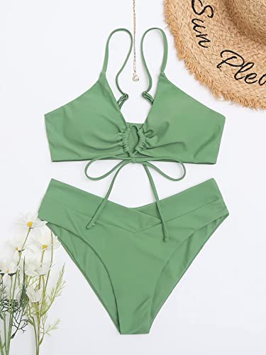 Image of Meetall Women's High Cut String Triangle Bikini Set Swimsuits Sexy Bathing Suits 2 Piece