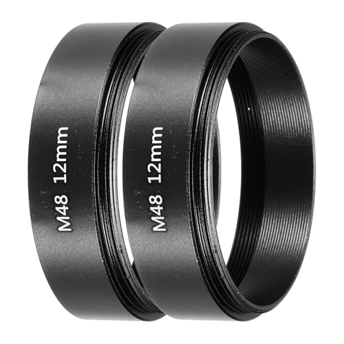 Tubo de extensión telescópico PATIKIL de 12 mm, 2 piezas, anillo adaptador de lente de aleación de aluminio M48 x 0.75 mm en ambos extremos, accesorio para cámara y ocular, color negro miniatura 1