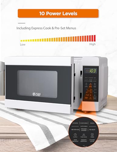 Commercial CHEF CHM990W 900 Watt Counter Top Microwave Oven, 0.9 Cubic Feet, White Cabinet - Image 4