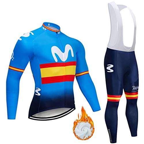 Moxilyn Conjunto Jersey De Ciclismo,Polar Térmico De Invierno Manga Larga,Ropa De Ciclismo,Top De Manga Larga y Pantalones Largos De Johns,Set De Ciclismo Caliente,Cálido ya Prueba de Viento