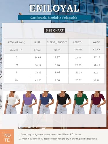 Weißes T-Shirt für Damen von Eniloyal Slim Fit mit eckigem Ausschnitt
