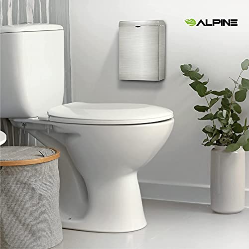 Alpine Sanitary Napkin Receptacle – 2 Pack Wall Mounted Tampon Holder For Bathroom Provides Clean & Odor-Free Restroom For Home, Office & Public Restrooms (Stainless Steel) 2 Pack #TOP1