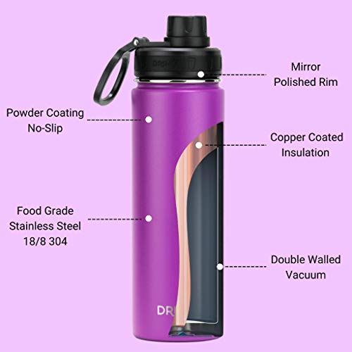Image of Drinco Stainless Steel Water Bottle Spout Lid Vacuum Insulated Double Wall Water Bottle Wide Mouth Leak Proof Keep Cold Sport Camping Hiking