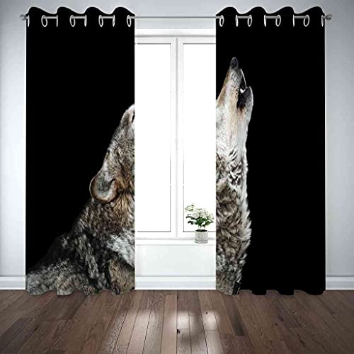 Rideau occultant isolant 100% polyester 3D loup oeillets 140x160 cm - 5