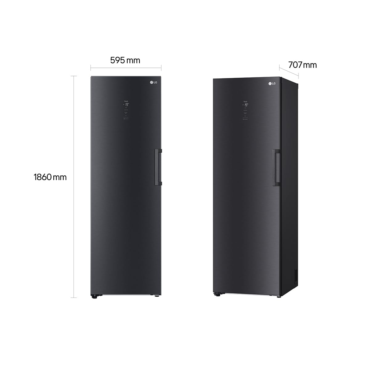LG GFM61MCCSF, Klasse D, 324 L, Gefriergerät mit Touchdisplay, XXL-Stauraum, DoorCooling+, LINEARCooling, Wi-Fi ꟷ Matte Black