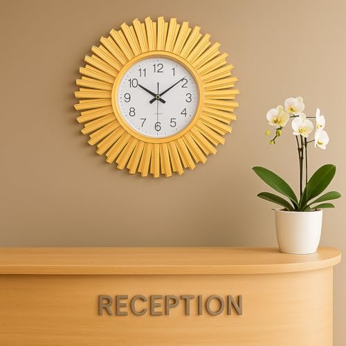 Image of Xtore Modern Round Wall Clock with Luxurious Golden Finish (Pack of 1, Gold)