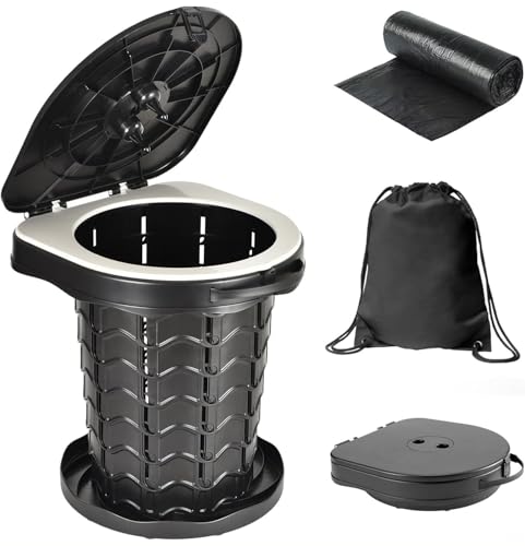 Upgrade Retractable Portable Toilet Camping Toilet Lightweight and Height Adjustable Folding Travel Toilet Portable Potty for Adults Kids, Perfect for Travel,Camp,Car,Emergency Use