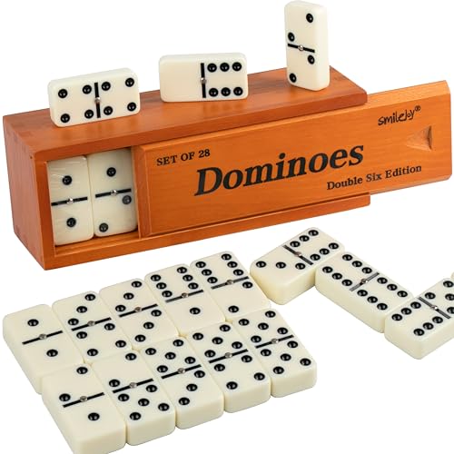 Smilejoy Dominos pour adultes – Dominos de taille Jumbo Double Six Edition – Jeux de société classiques – Ensemble de dominos épais double 6 avec...