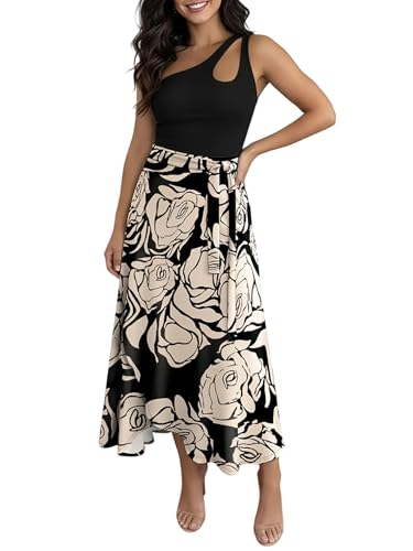 CHICME Womens Beach Skirt Summer 2026 Floral Print Self Tie Knot Split Hawaii Wrap Skirt-bk-S Black