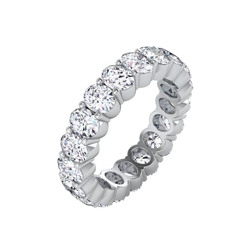 4.23 CTW Oval Cut Diamond Eternity Ring for Women in 14K White Gold/Yellow Gold | E-F Color, VS Clarity | Wedding, Anniversary, Luxury Fine Jewelry Gift | Lab-Grown Diamonds | Ring Size 6.5 - Image 4