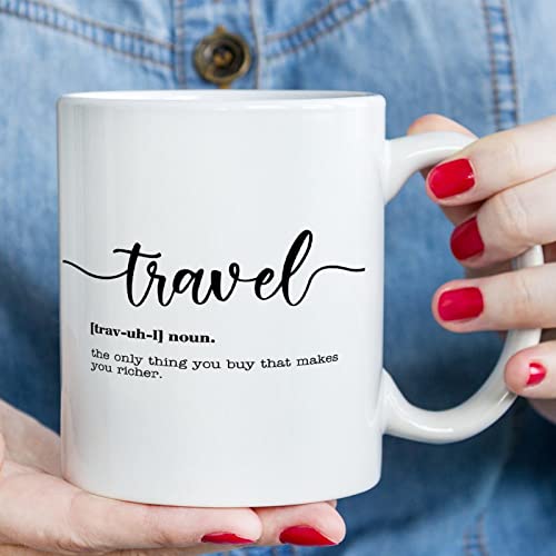 Tazas de café de definición de viaje, tazas de tipografía de 325 ml, divertida taza de té de cerámica, la mejor taza de café novedosa, regalo o recuerdo para hombres y mujeres, cumpleaños, festival,