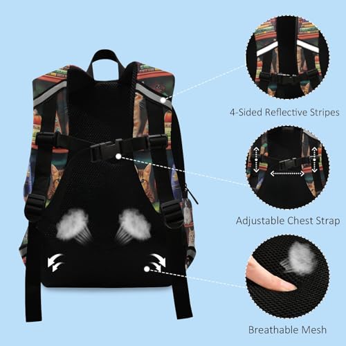 Toddler Backpack for Boys Girls, Colorful Bookshelf Cats Travel Backpack Small Little Kid's Backpacks4
