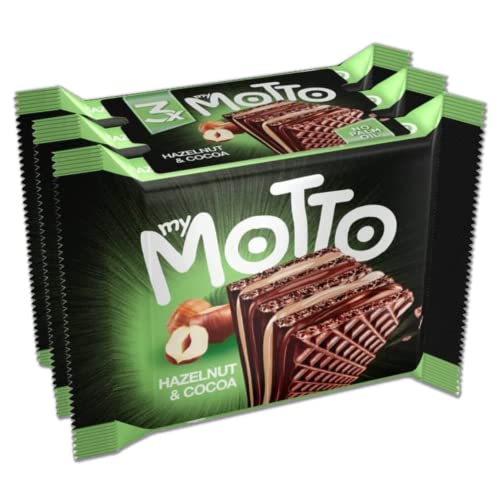 My Motto Hazelnut & Cocoa Wafer Biscuits, 80% Cream, 30 Individual Wrapped Wafers (34g each), Bulk Biscuits Box, Back to School Snack,