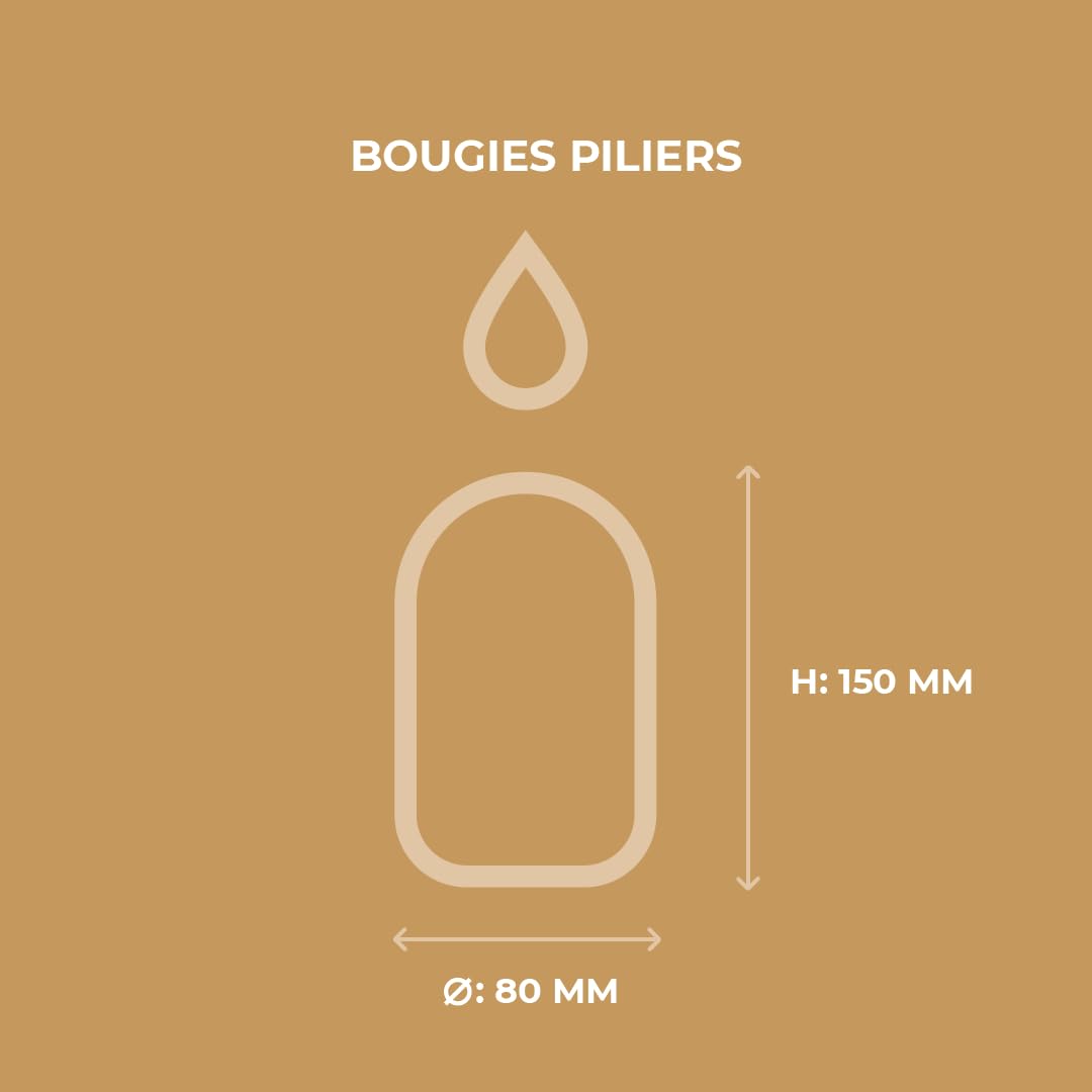 Horeca Candles - Bougies Piliers - Ivoire - Ø 8 x 15 cm - Lot de 16 Bougies Décoratives pour la Maison - Longue Durée 60 Heures - Cire Non Parfumées - Pour la Maison, Mariage, Fêtes et la Restauration