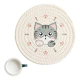 Xiaocao Tapis de Table Set de Table,Napperons de Dessin animé de Chat résistants à la Chaleur pour Tables à Manger - Gadgets ménagers fiables et faciles à Ranger pour Les salles à Manger, Les