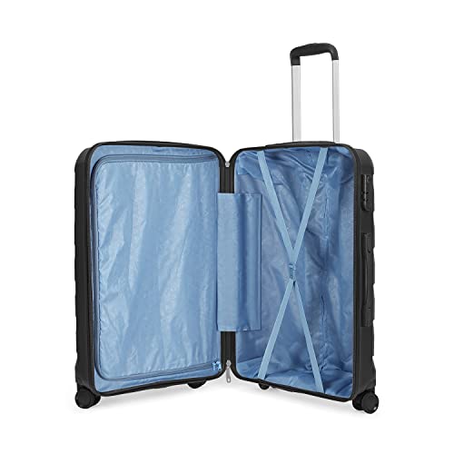 Image of Aristocrat Porto 65 Cms Medium Check-in Polypropylene Harsided 8 Wheels Luggage /Speed Wheel Suitcase /Trolley Bag - Black