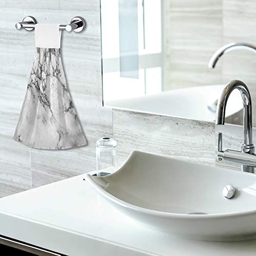 Black Gray White Marble Hanging Kitchen Towel 12 X 17 Inch Marbling Granite Stone Surface Hand Tie Towels Set 2 Pcs Tea Bar Dish Cloths Dry Towel Soft Absorbent Durable For Bathroom Laundry Room Decor #TOP6