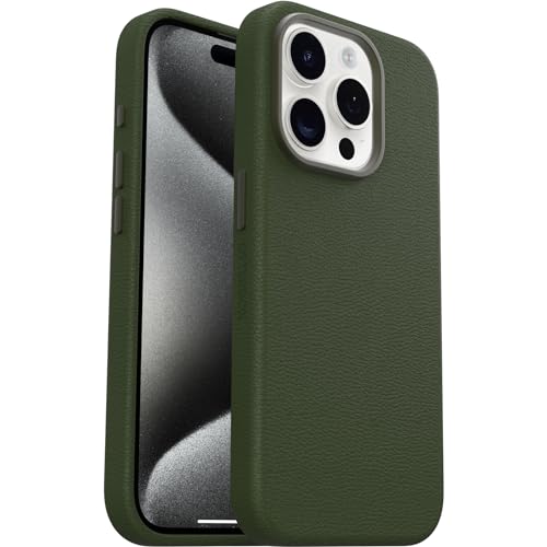 Image of OtterBox iPhone 15 Pro Symmetry Series Cactus Leather for MagSafe - Cactus Grove (Green), sustainably sourced, Snaps to MagSafe, Ultra-Sleek, Raised Edges Protect Camera & Screen