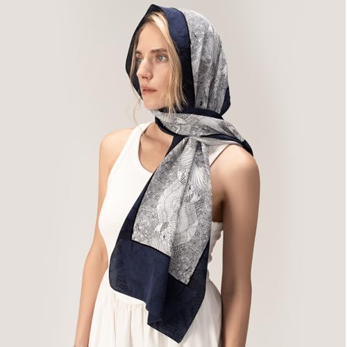 Classcial Patterned Silk Scarf: 100% Mulberry Silk Soft Touch Versatile Wrap Casual Formal Occasion Women's Fashion Accessory 57x14.5 Inch Gift Option Scarf