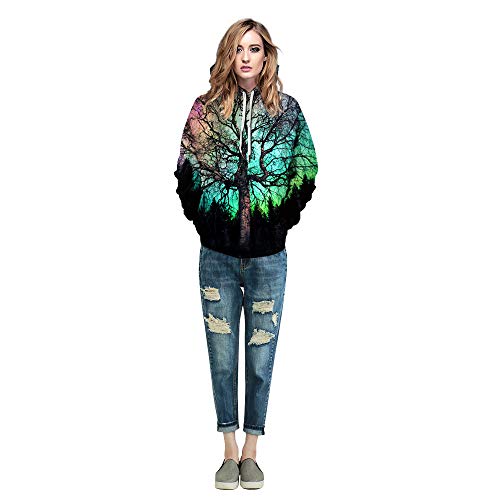 Owmmiz Unisex Novelty Hoodies 3D Print Graphic Hooded Pullover Sweatshirt Pocket Small-Medium Black Green #TOP3