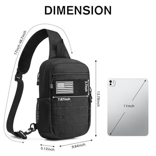 G4Free Tactical Sling Bag Backpack for Men,Military Durable Shoulder Pack Tactical Bag for Travel, Hiking, Outdoor Sports Black — view 2