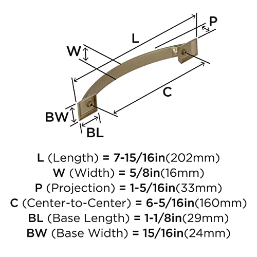 Image of Amerock | Cabinet Pull | Golden Champagne | 6-5 /16 inch (160 mm) Center to Center | Candler | 1 Pack | Drawer Pull | Drawer Handle | Cabinet Hardware