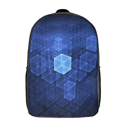 Sac à dos enfants adultes 17 pouces grand format avec motif imprimé 3D Cube
