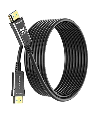 BlueRigger 8K HDMI 2.1 Fiber Optic Cable, Ultra HD, High Speed Cable/AOC Support 48 Gbps@60 Hz, 4K@120Hz, eARC, Dynamic HDR, HDCP 2.2|2.3, with resolution 7680*4320p, Compactible with Dolby Vision, PS4, Black (325 Feet/100 Meter)