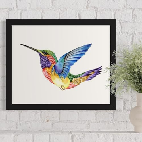 Aquarelle Colibri Encres en vol peinture originale oiseau 30x40cm