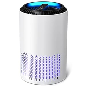 AROEVE Air Purifiers for Home, HEPA Air Purifiers Air Cleaner For Smoke Pollen Dander Hair Smell Portable Air Purifier with Sleep Mode Speed Control For Bedroom Office Living Room, MK01- White
