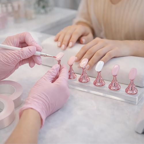 Set de práctica para uñas con soporte acrílico rosa y 10 imanes miniatura 7