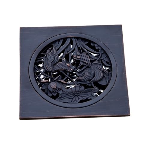 XPJYUA Rejilla desague Ducha Escurridor de Ducha de bañera de latón Antiguo, Drenaje de Suelo de baño Visible Cuadrado de latón de 10x10cm(Oil Rubbed Bronze 3)