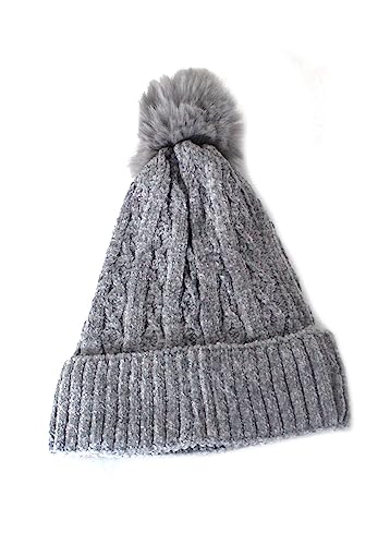 Touca Gorro De Lã Pompom Feminina Frio Forrada (Cinza)