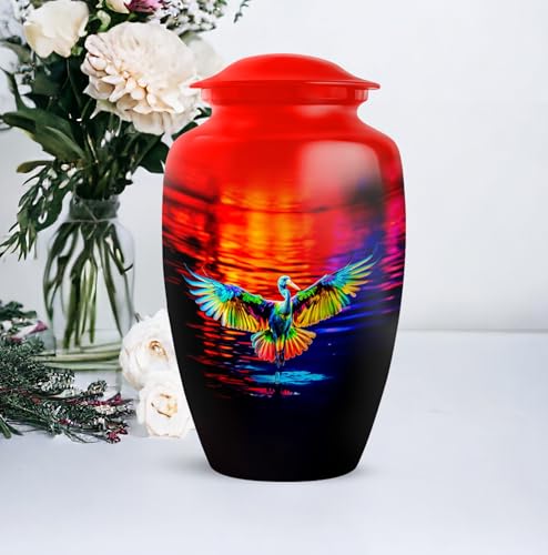 Image of Personalized Egret - Large Cremation Urns For Men - Memorial Urn For Mom & Dad - Funeral Urn For Ashes Adult Male - 10 Inch - Large With Velvet Bag - Burial Urns For Human Ashes Adult Female