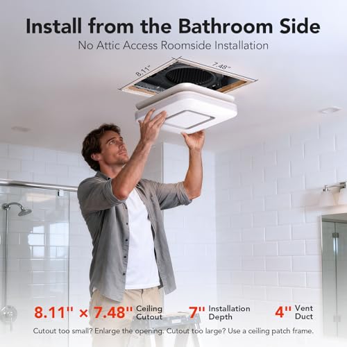 Image of OREiN Bathroom Exhaust Fan with Light, 100 CFM, 1.5 Sones Quiet Bathroom Fan, 1500LM LED Light, 3CCT & Night Light, ENERGY STAR, ETL Listed, Room-Side Installation, No Attic Access Needed