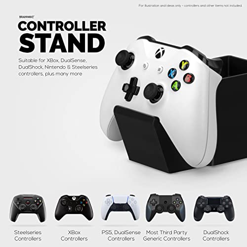 Image of Desk Organizer with Game Controller Holder, Tablet Stand for iPads /iPhones, TV Remote & Pen Storage, Reduce Desktop Clutter, Have All Your Side Table Items in One Space (Black)
