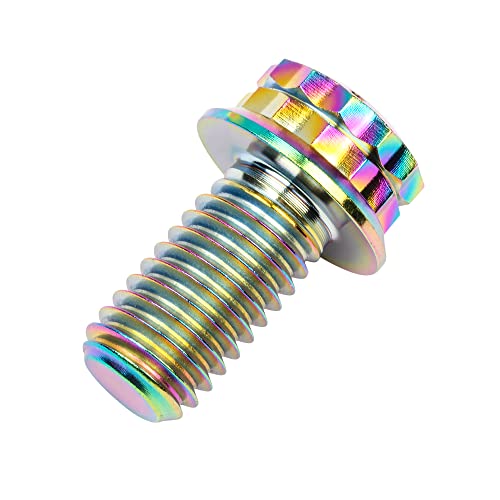 Image of Titanium Flange 12 Point Head M8 x15 20 25 30 35 40 45 50 55 60 65mm Screw Bolt Pack of 4 (M8x15mm, Rainbow)