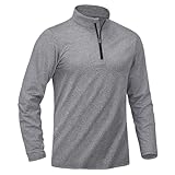 [KEFITEVD] 長袖tシャツ メンズ トレーナー スウェット スポーツウェア ジョギング トップス トレーニング ランニングウェア ロングスリーブ 運動着 裏起毛 ハーフジップ tシャツ 灰 グレー L