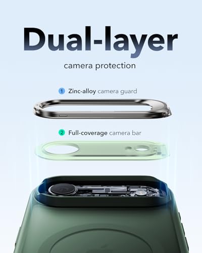 Image of ESR for iPhone Air Case with Stash Stand, Camera Control Cover Compatible with MagSafe, Military-Grade Drop Protection Magnetic Phone Case for iPhone 17 Air, Scratch-Resistant Back Cover,Frosted Green